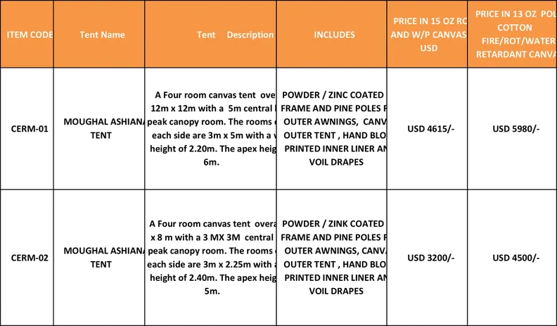 mughal-ashiana-tent prices