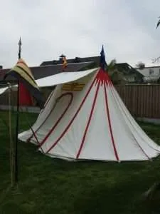 double bell wedge tent with separate door and canopy